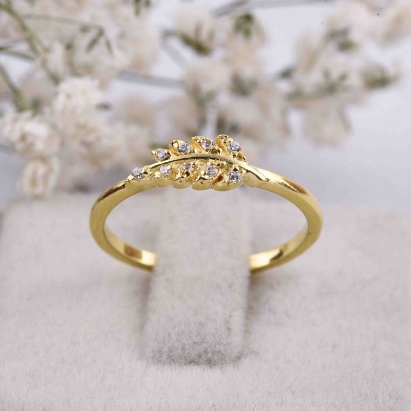 Gold tone nickel free leaf ring