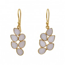 925 Sterling Silver Jewelry Pear Shape  Moonstone   Gemstone Gold Plated Earrings